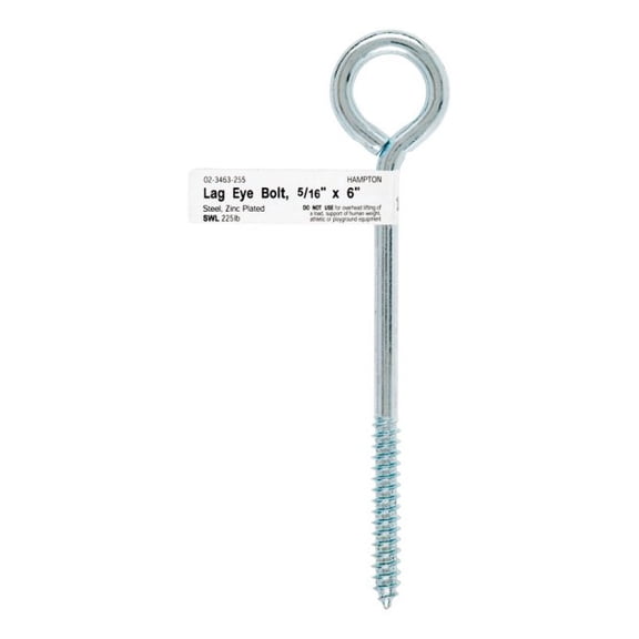 Hampton 02-3463-255 Lag Screw Eye Bolt 0.312 x 6 in. - pack of 10