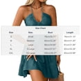 thumbnail image 3 of Women's Summer Mini Dress Halter Backless Sleeveless A Line Ruffle Hem Flowy Cami Dresses Sundress Dark Blue, 3 of 9
