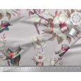 thumbnail image 2 of Soimoi Gray Silk Fabric Floral & Bird Decor Fabric Printed Yard 44 Inch Wide, 2 of 3