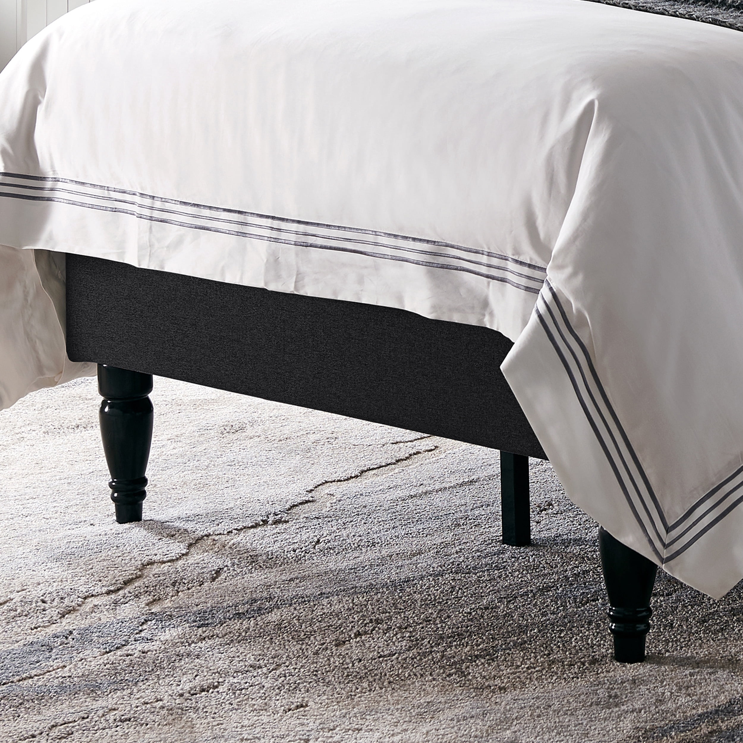 Noble House Rigley Contemporary Upholstered Twin Bed Platform, Black