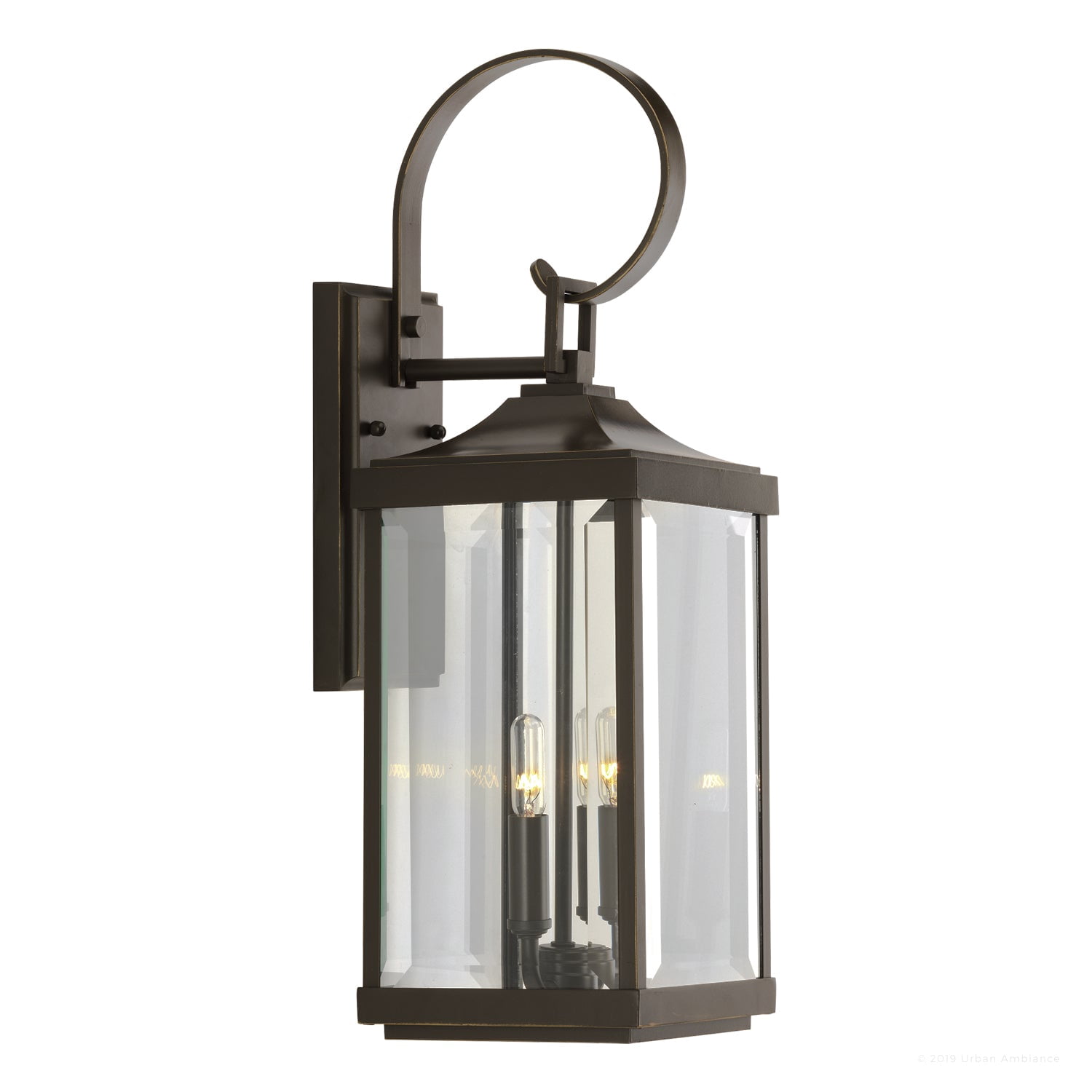 Luxury Colonial Outdoor Wall Sconce, 21.75''H x 7''W, with Farmhouse Style Elements, Tuscan Design, Olde Bronze Finish and Glass, UHP1193