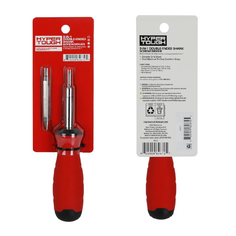 Hyper Tough 9-in-1 Screwdriver with Dual Material Tri-Oval Comfort