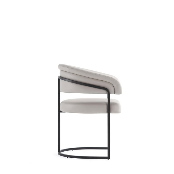 Manhattan Comfort Augusta Dining Chair with Metal Base in Light Gray - Set of 4