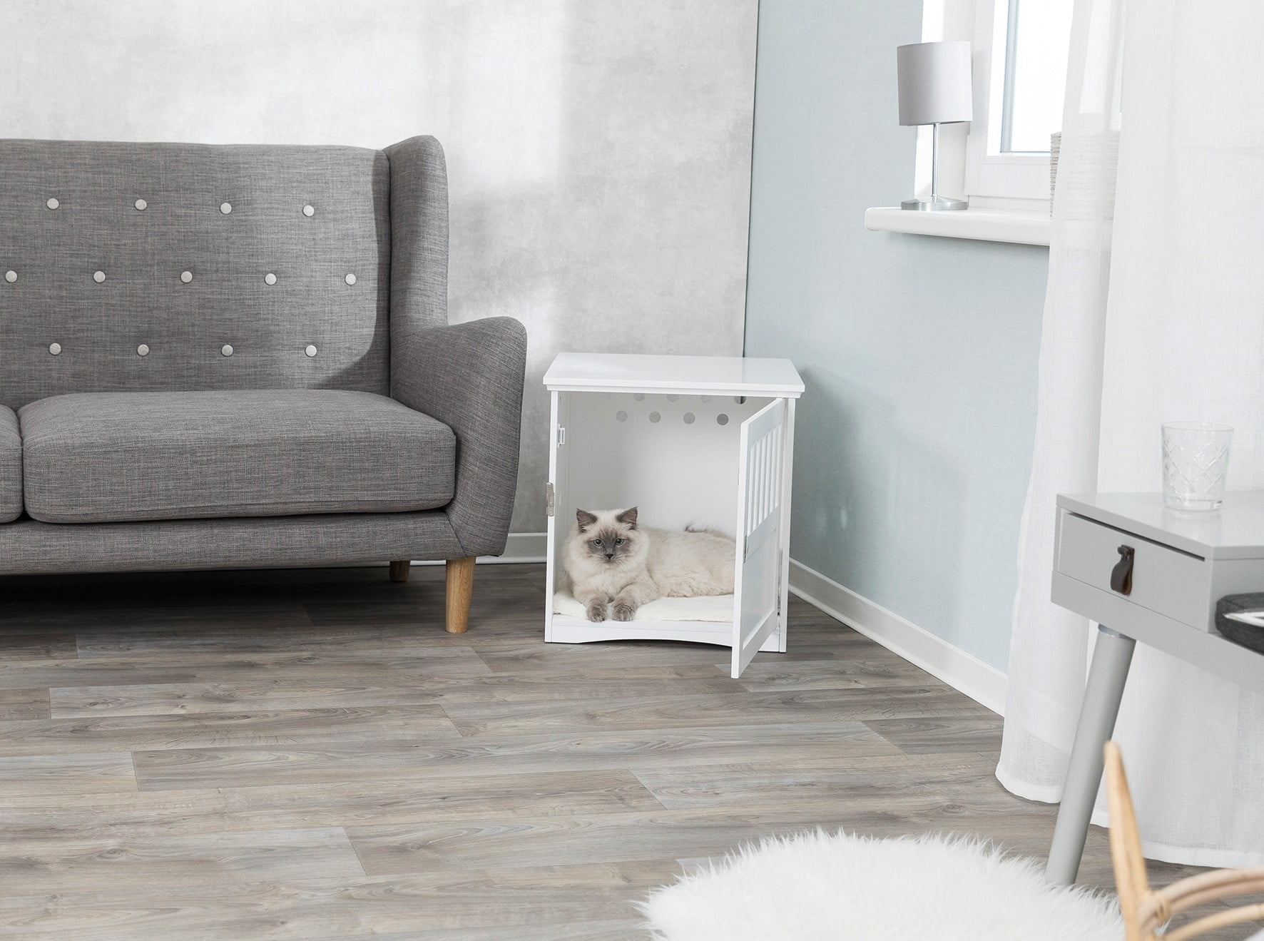 TRIXIE Furniture Style 1-Door Wooden Indoor Crate for Dogs, White