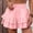 Pink, variant on Women's Elastic High Waisted Tiered Ruffle Shorts Cute Summer Comfy Smocked Shorts Pants
