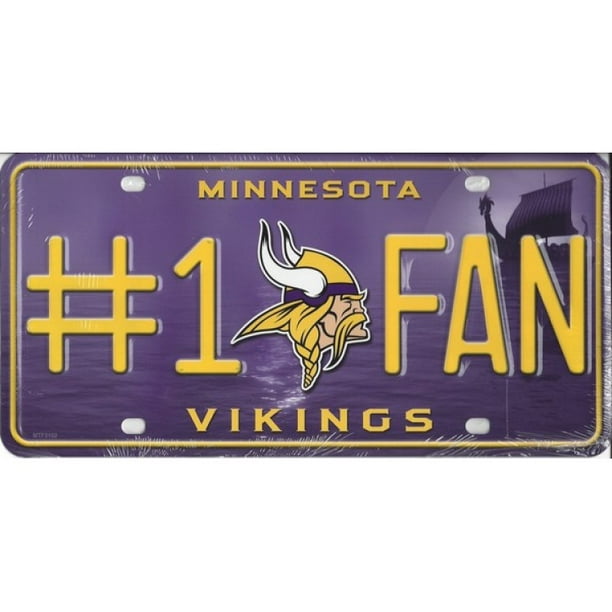 Minnesota Vikings 1 Fan Métal Plaque d'Immatriculation