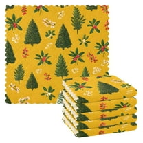 Yayeee 6 Pack Kitchen Dishcloths for Washing Dishes Soft Absorbent Microfiber Towels, Yellow Christmas Pattern