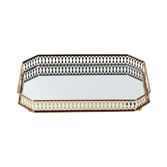 hengtong Mirror Serving Tray Mirrored Glass vanity Tray Serving Plate Metal Serving Tray