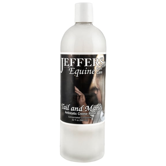 Jeffers Equine Tail & Mane Antistatic Creme Rinse Horse Conditioner, 32 oz - Detangler & Moisturizing Grooming Rinse with Aloe Vera, Jojoba Oil, & Lanolin for Soft, Smooth, Shiny Coat & Hair Care