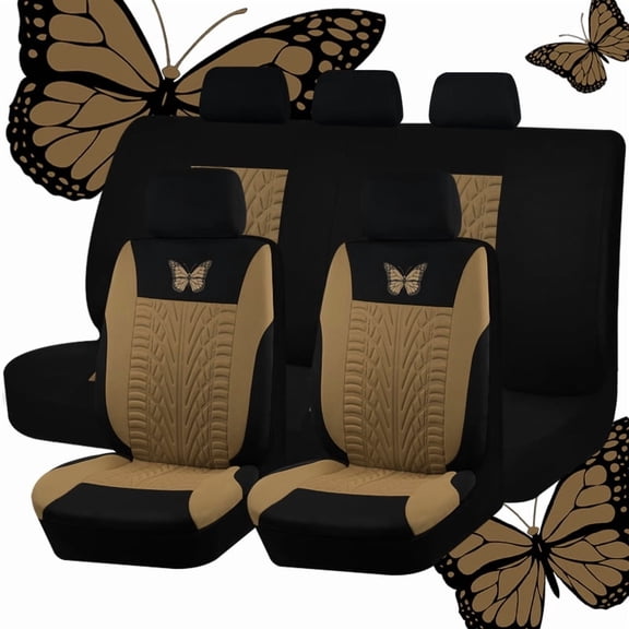 Autoking Covers Polyester Car Seat Cover Set Is Suitable For Most Car Seat Covers With Butterfly Pattern Car Seat Protection AD9525-BG