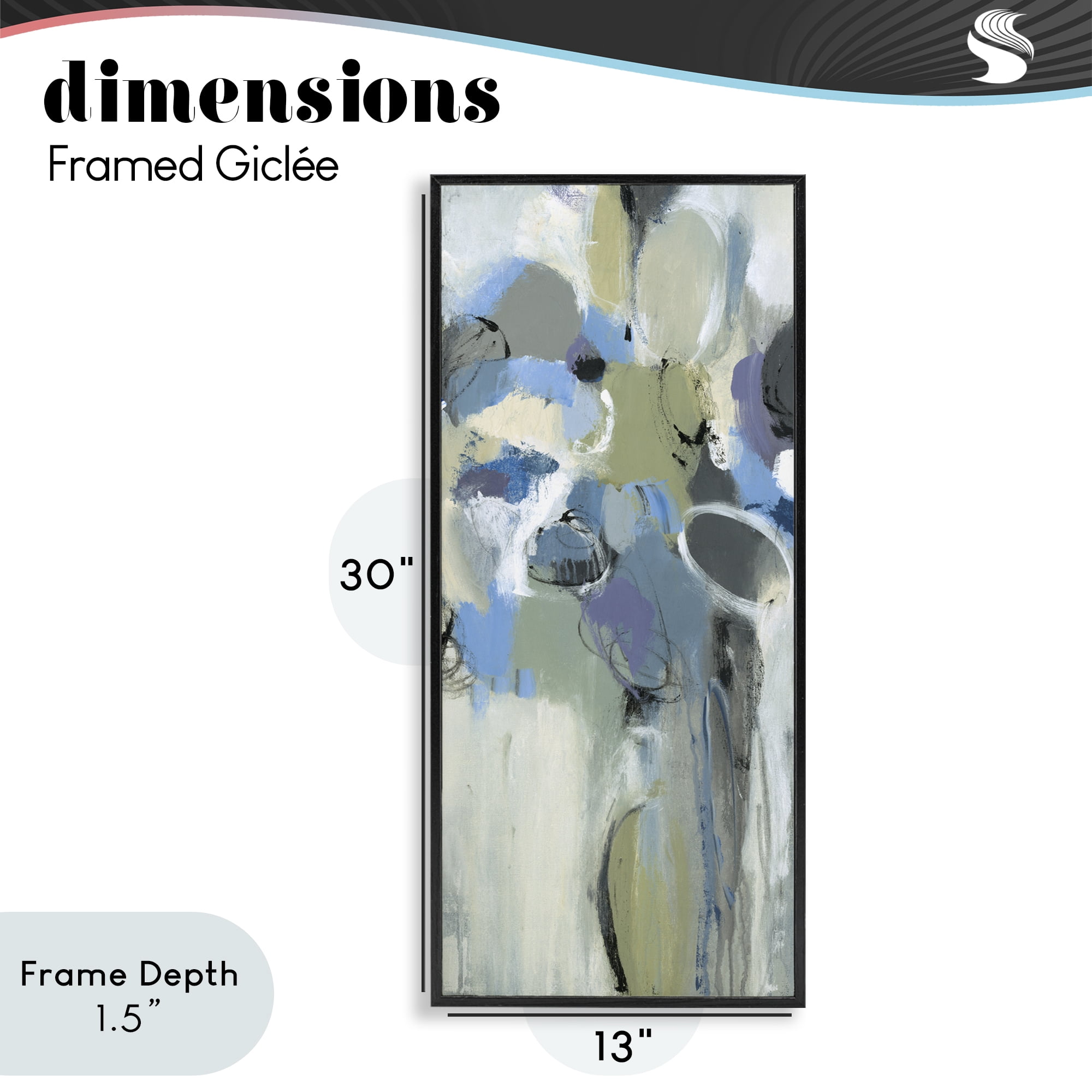 Stupell Industries Beige & Blue Abstraction Black Framed Giclee Art, design by Lisa Ridgers