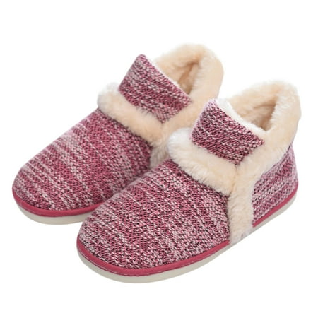 

NICEXMAS 1 Pair Girl Home Thickened Plush Slippers Autumn Winter Non-slip Plush Slipper