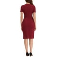 thumbnail image 3 of MODA NOVA Juniors Wear-to-Work Business Round Neck Short Sleeve Sheath Midi Dresses, 3 of 4