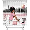 thumbnail image 4 of 4PCS Black Girl Shower Curtain Set, Sunflower Inspirational Afro Melanin Queen Black Woman African American Bathroom Decor, Waterproof Fabric Black Shower Curtain, Non-slip Bath Mat, 4 of 7