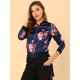 thumbnail image 4 of Dde San Patricio ChaqueDe Bombardero Floral LigeCon CremalleY Cuello Alto PaMujer Azul oscuro M, 4 of 6