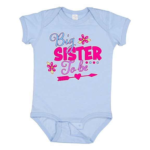 Inktastic Big Sister to Be with Flowers and Arrow Girls Baby Bodysuit