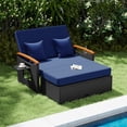 thumbnail image 5 of Gymax Patio Rattan Daybed Set w/Cushioned Loveseat & Storage Ottoman for Porch Outdoor Navy, 5 of 10
