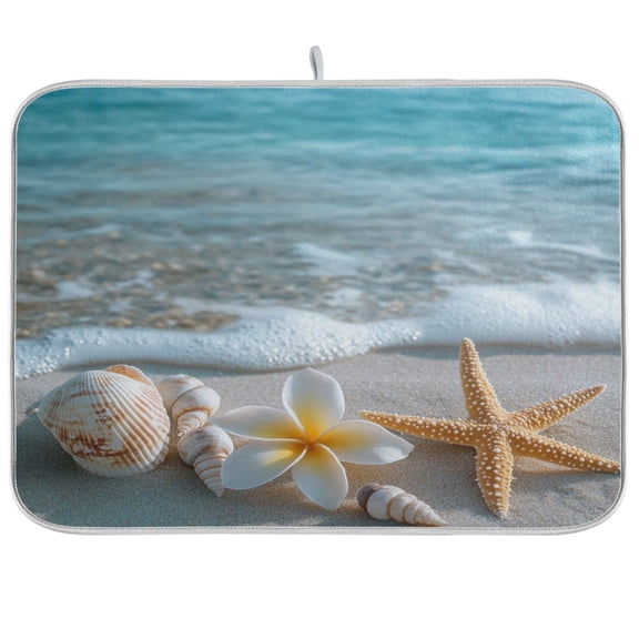 Kitchen Drying Mat 16x18In Drying Dish Mat Dish Drying Mats Kitchen Countertop Multi-Function Drain Drying Mat Kitchen Table Beautiful Sea Shell