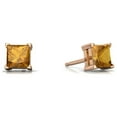 thumbnail image 2 of 10k Yellow Gold Plated 4 Carat Princess Cut Created Citrine Sapphire Stud Earrings, 2 of 4