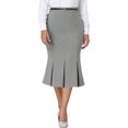 thumbnail image 1 of Falda de trabajo sólida INSPIRE CHIC para mujeres, por debajo de la rodilla, con cola de pez y cinturón, color gris, 1 of 6