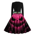 thumbnail image 3 of Oplxuo Halloween Dresses Womens 1950s Retro Vintage Cocktail Swing Dresses Crewneck Long Sleeve Elegant Holiday Party Dress, 3 of 3