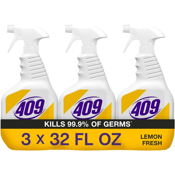 Formula 409 Multi-Surface Cleaner, Spray Bottle, Lemon Fresh, 32 Fluid Ounces, Pack of 3