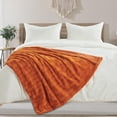 thumbnail image 4 of Home Soft Things Leaf Pattern Faux Fur Throw Blanket with Micromink Back, Solid Color Fuzzy Super Soft Cozy Plush Throw, 60x70 inches, Burnt Orange, 4 of 10