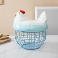 thumbnail image 3 of Qonioi Ceramic Storage Basket with Chicken Lid, Kitchen Fruit Egg Container 20-25 Capacity, Household Living Room Organizer, 3 of 4