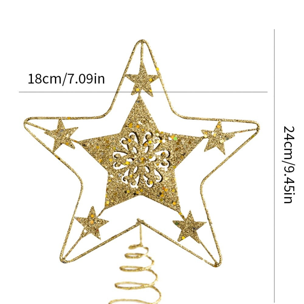 Metal Christmas Tree Glittering Star Topper,Gloden Metal Star Shaped