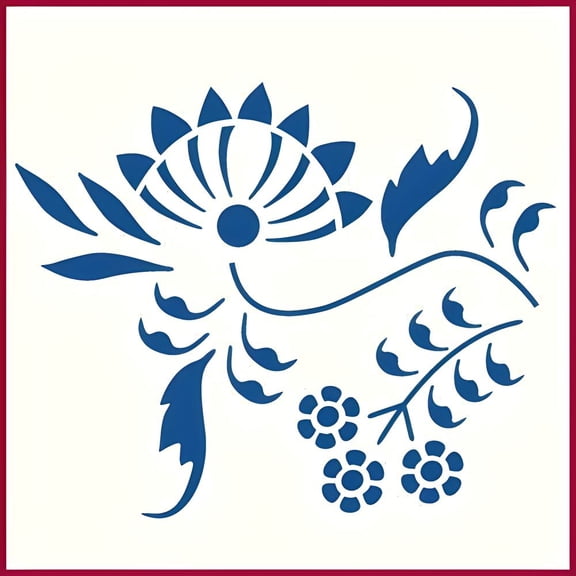 Blue Danube 3 Stencil - Blue Onion, Flower Floral Arrangements Bouquet Border Colonial Romantic DIY Vase Pitcher Decor Painting Gifts Crafts Laser Cut Mylar Reusable Templates - The Artful Stencil