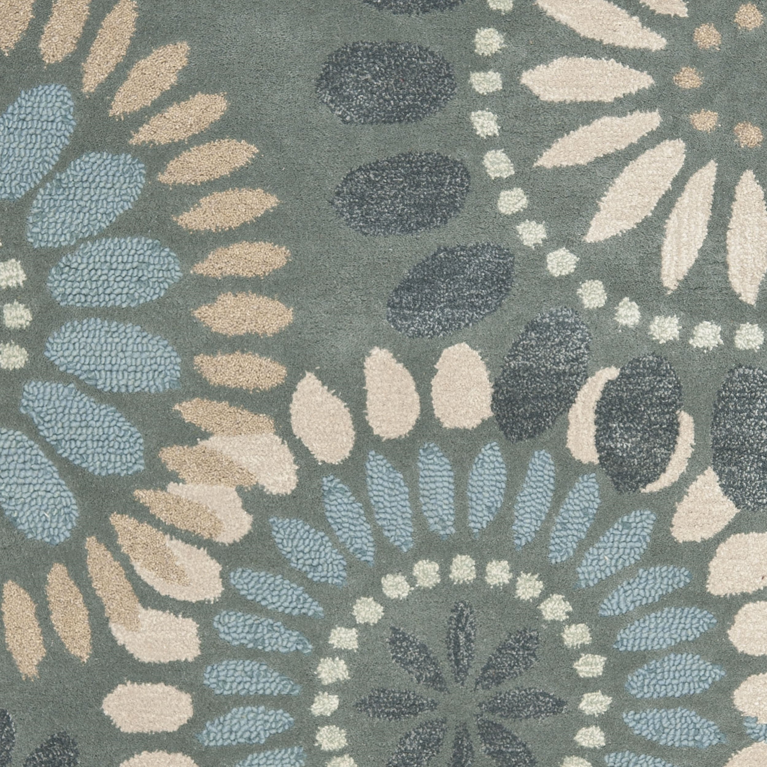 SAFAVIEH Jardin Dorothea Floral Wool Area Rug, Grey/Blue, 4' x 6'
