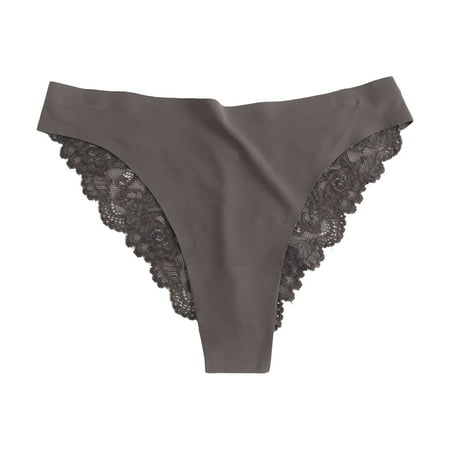 GHSOHS Womens Underwear Boyshorts Seamless High Waisted Underwear Womens Briefs Women s Underwear Lace Panties Stretch Soft Ladies Hipster Briefs Panty Cotton Crotch Seamless Underpants Grey Pan 4XL