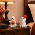 thumbnail image 3 of Halloween Ghost Figurine, Resin Polished Cute White Ghost Statue Holding Pumpkin or Red Heart, Small Tabletop Halloween Decor for Home Office Mantel Tiered Tray Fall Spooky Party Ornament, 3 of 4