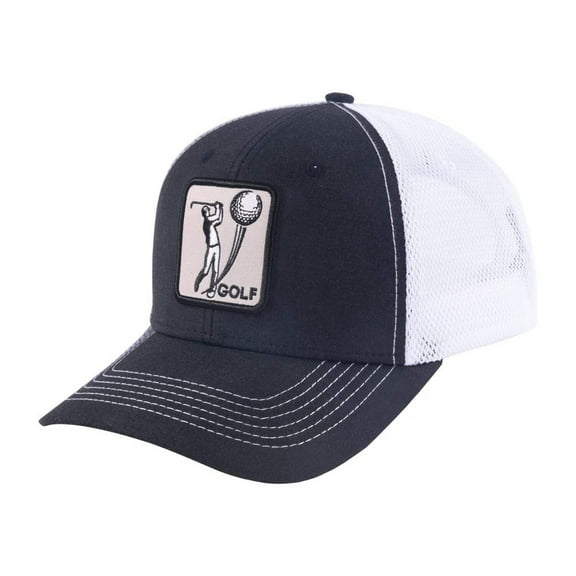 Unisex Embroidered Golf, 6-Panel Trucker Hat, Black, Black-Whs, Adjustable Fit