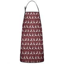 Red Christmas Deer Pattern Apron-Garden Aprons for Women with Pockets-Cotton Linen Waterproof Kitchen Cooking Gardening Aprons Adjustable for Kitchen,Cooking,BBQ and Salon 33"x27"