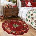 thumbnail image 3 of Moynesa 4' Christmas Round Rug, Washable Scalloped Christmas Area Rugs for Living Room, Soft Non Slip Xmas Tree Floral Circle Carpet Holiday Accent Rug for Bedroom Nursery, Red, 3 of 10