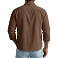 thumbnail image 3 of Fabrcox Mens Linen Button Down Shirt Roll Up Collared Men's Long Sleeve Shirt Sun Protection Vacation Travel Yoga Summer Mens Beach Top M, 3 of 3