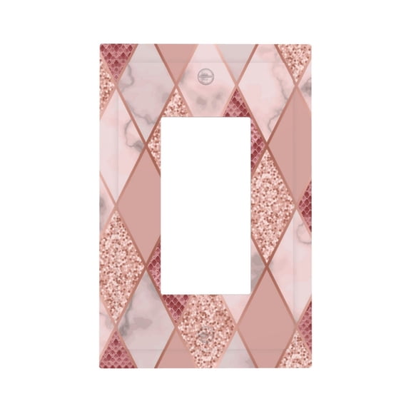 Rose Gold Marble Snakeskin Geometric Single Gang Wall Plate 1 Gang Decorative Electrical Outlet Light Switch Cover Switchplate