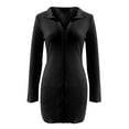 thumbnail image 4 of IROINNID Long Sleeve Dress for Women Sexy Vintage V Neck Long Sleeve Zip Party Dresses Clearance,Black, 4 of 4