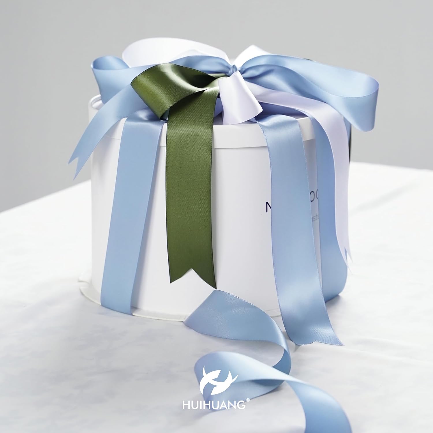 Dusty Blue Ribbon 1-1/2 inch Double Face Satin Ribbon Silk Ribbons 50 Yards Roll for Gift Wrapping Bows Making Floral Bouquet Wedding Invitations Decor Party Favor and Craft Supplies
