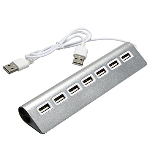 7 Ports Aluminum Dual 2.0 USB Plug Hub Adapter Cable For Laptop Desktop