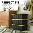 thumbnail image 6 of 8 PACK of Medium 12 Gallon Plastic Storage Bin Tote Organizing Container with Ultra Durable Secure Latching Lids, Stackable, Extra Strength Clear with Built in Handle - Black and Yellow, 6 of 7