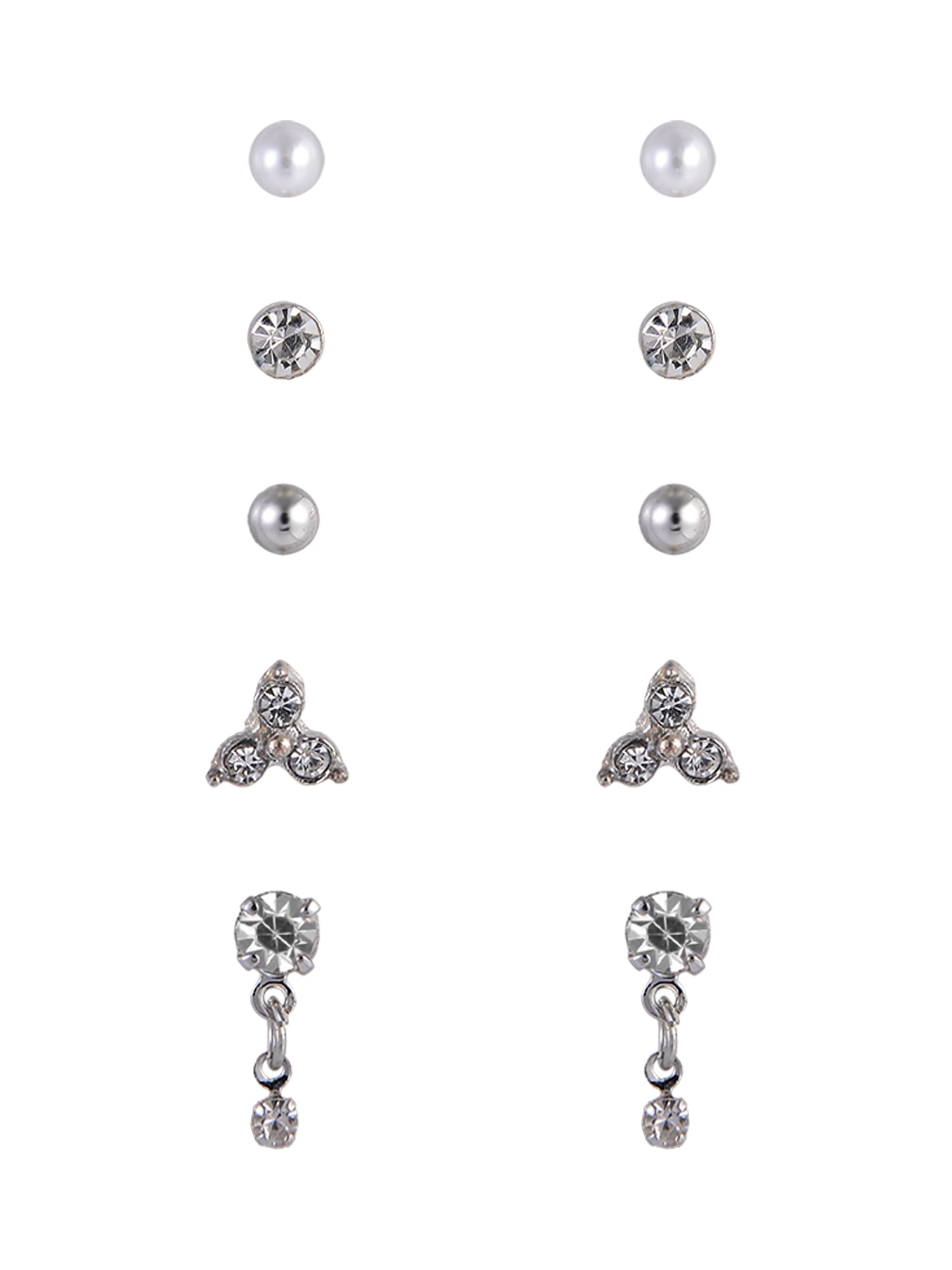 Time and Tru Silvertone 15-On Small & Chunky Hoops Earring Set