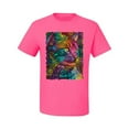 thumbnail image 3 of Colorful Cat Portrait | Cat Lover Owner | Dean Russo Art Animal Lover Men's T-Shirt, Neon Pink, M, 3 of 5
