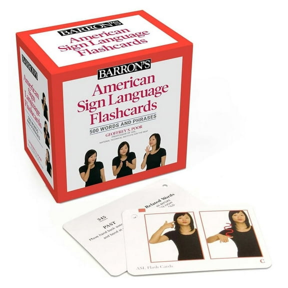 Geoffrey S. Poor American Sign Language 500 Words Phrases Educational Flash Cards with Sorting Ring