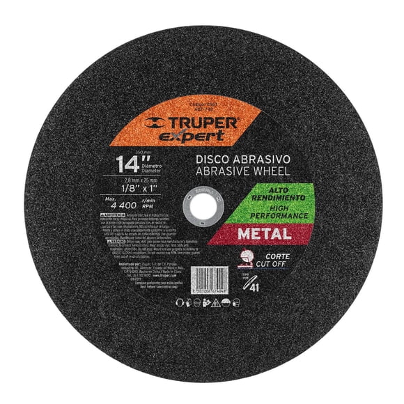 Disco Para Corte De Metal Tipo 41 Diámetro 14 Truper Truper ABT-742