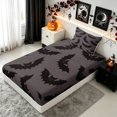 thumbnail image 5 of Erosebridal Halloween Bat Twin Sheets, Spooky Night Bedding, Gray Dark Brown, Halloween Reversible, 3-Piece, 1 Flat Sheet, 1 Fitted Sheet and 1 Pillowcase, 5 of 6