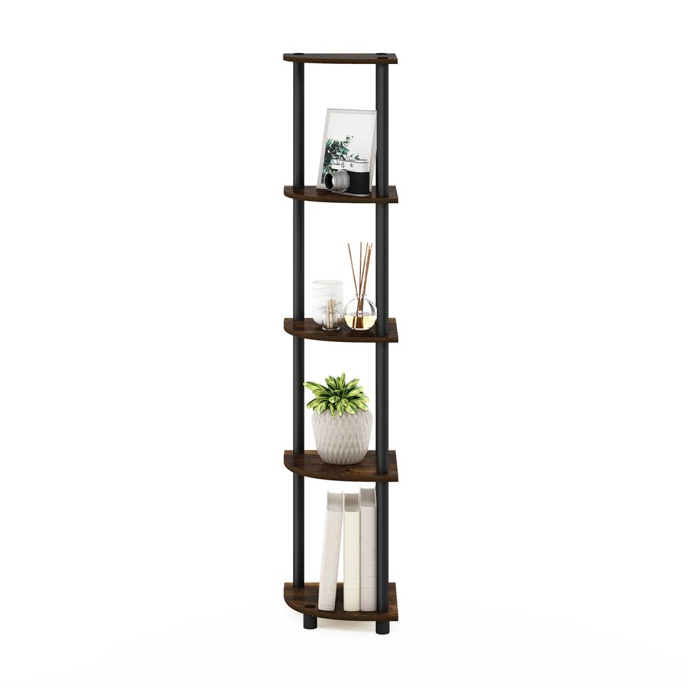 Furinno Turn-N-Tube 5-Tier Corner Display Rack, Amber Pine/Black photo 3