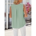 thumbnail image 6 of TEMOFON Women Tank Top Casual Summer Sleeveless Tops for Women Solid Crewneck Blouses Fashion Chiffon Vest Green Tee, 6 of 6