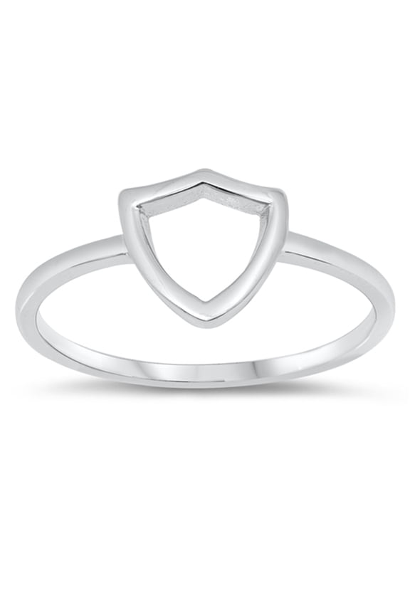 Classic Open Shield Crest Ring .925 Sterling Silver Band Jewelry Female Male Unisex Size 7